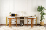 Bureaus - Studiebureau Twin Travertin Goud 240x60 cm Melamine - Dimehouse