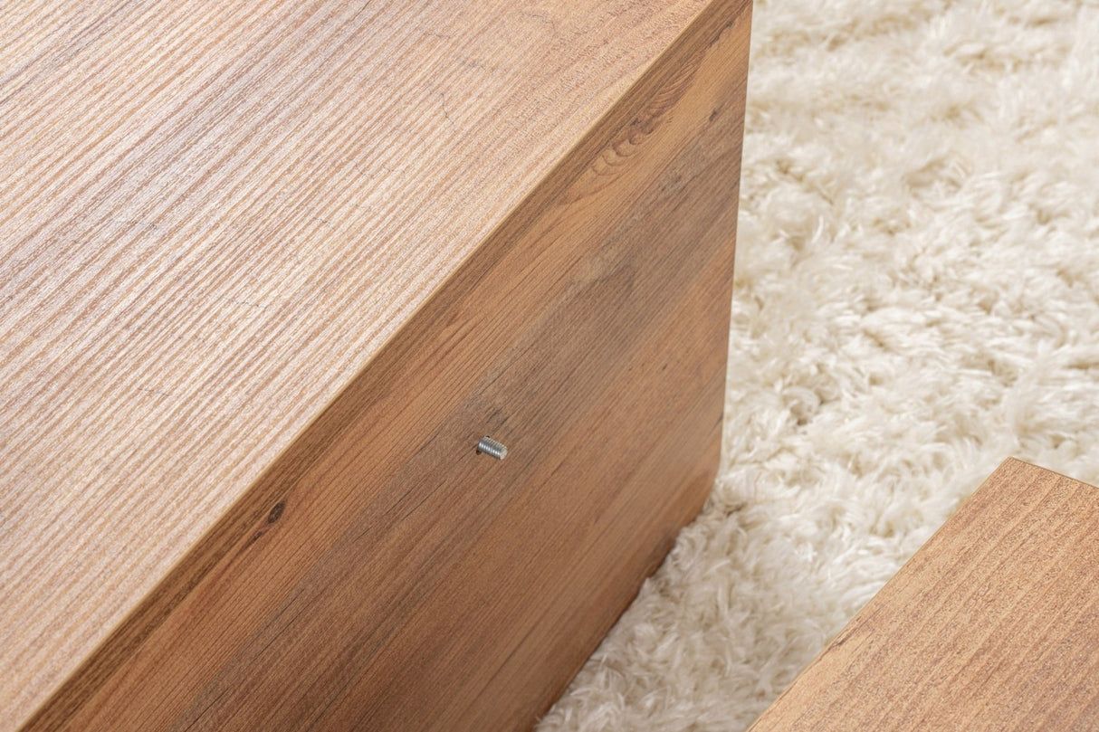 Mesa de centro redonda de madera de pino atlántico escalonada melamina 90 cm Orin 