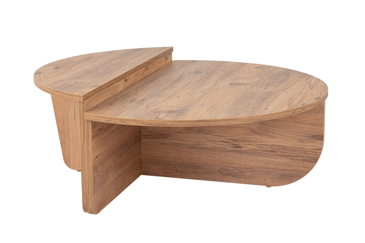 Mesa de centro redonda de madera de pino atlántico escalonada melamina 90 cm Orin 