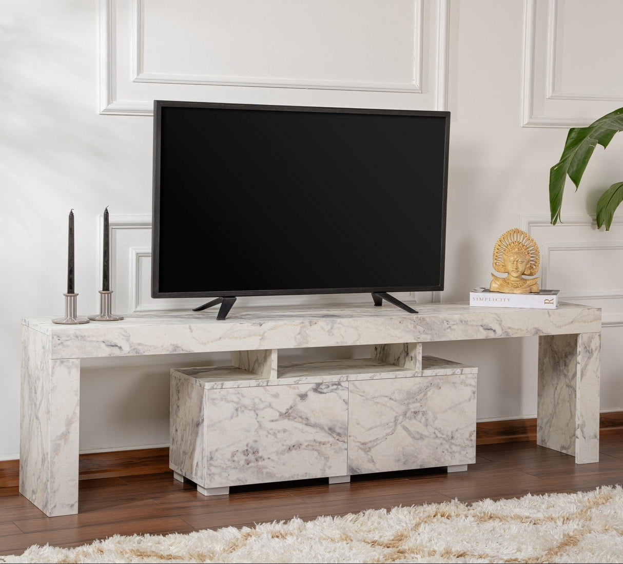 Mueble de TV de Melamina de Mármol Vertex 50x180x31,3 cm 