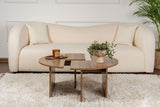 Salontafels - Ronde Salontafel Moari Walnoot Melamine 90 cm - Dimehouse