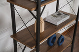 Boekenkasten - Industriële boekenkast walnoot melamine Ely - zwart frame - 180x90 cm - Dimehouse