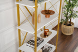 Boekenkasten - Moderne boekenkast wit melamine Ely - Gouden Frame - 180x90 cm - Dimehouse