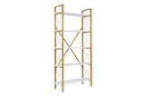 Boekenkasten - Moderne boekenkast wit melamine Ely - Gouden Frame - 180x90 cm - Dimehouse