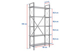Boekenkasten - Industriële boekenkast zwart melamine Ely - Zwart Frame - 180x90 cm - Dimehouse