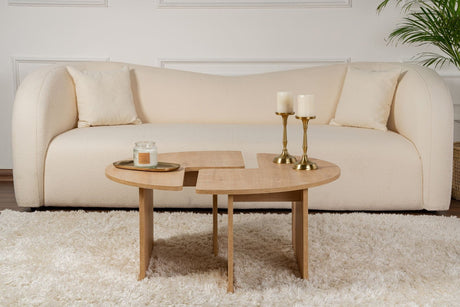 Salontafels - Ronde Salontafel Moari Eikenhout Melamine 90 cm - Dimehouse