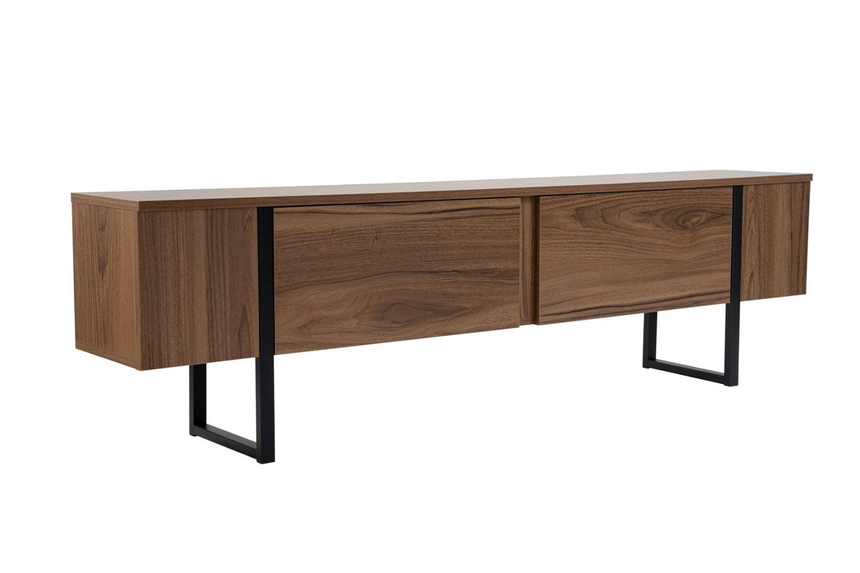 TV Meubels - TV Meubel Serenity Walnoot Zwart 180x29.5x50 cm Walnut Black Melamine - Dimehouse