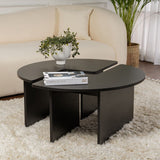 Salontafels - Ronde Salontafel Moari Zwart Melamine 90 cm - Dimehouse