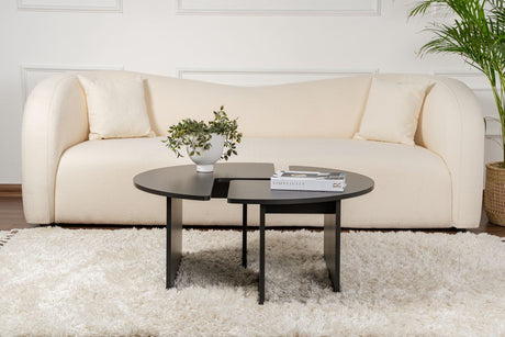 Salontafels - Ronde Salontafel Moari Zwart Melamine 90 cm - Dimehouse