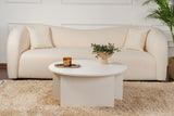Salontafels - Ronde Salontafel Moari Houtlook Wit Melamine 90 cm - Dimehouse