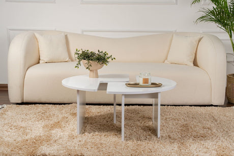 Mesa de centro redonda Moari melamina blanca 90 cm 