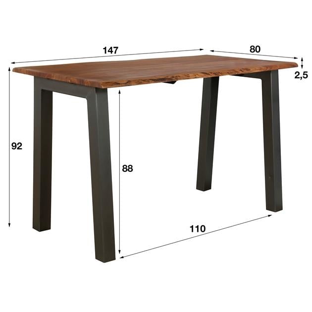Mesa alta Aberdeen DH Interior Acacia L x An x Al 153x88x8 Madera de acacia Blanco indicación del tamaño de la foto