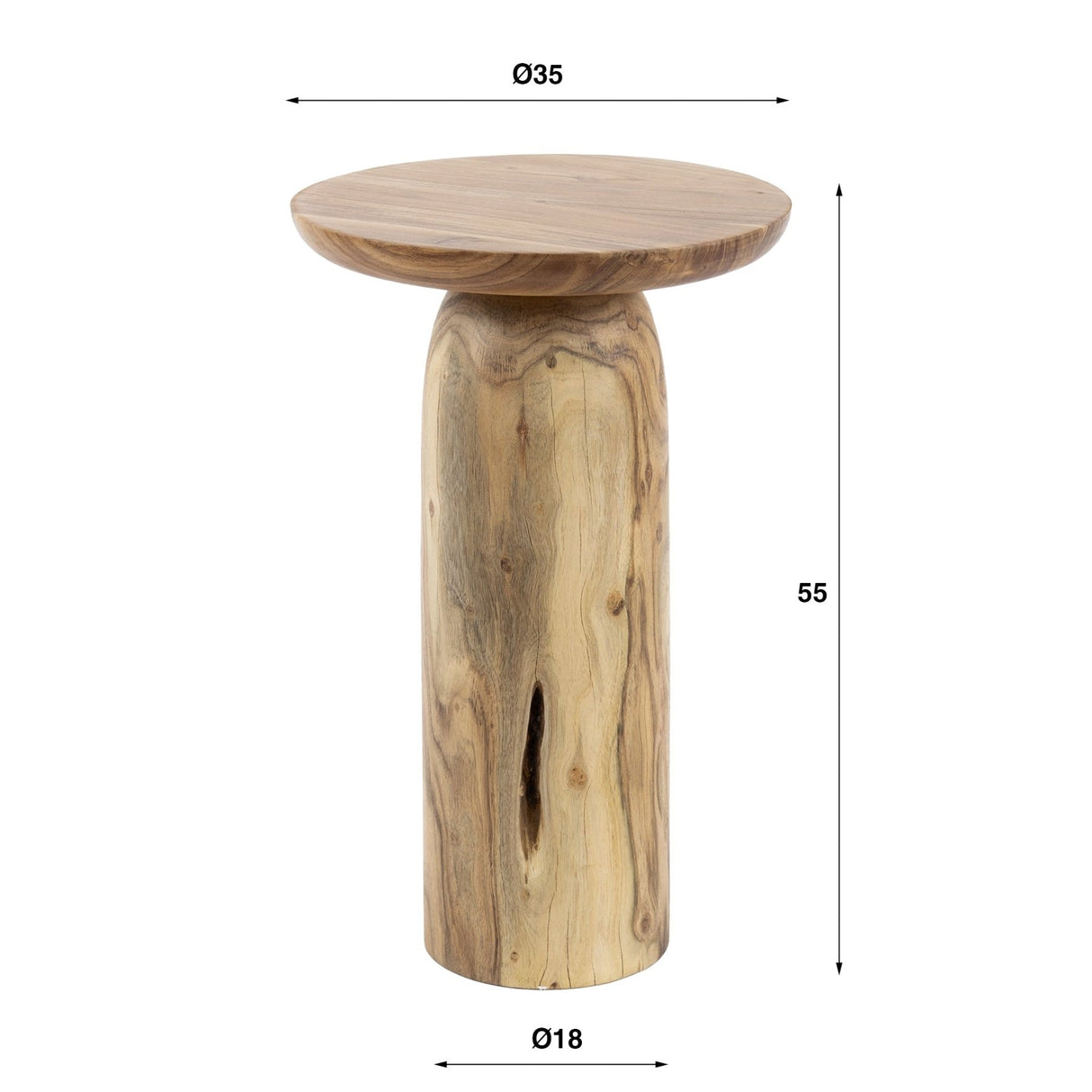 Bijzettafel Nova - Massief Acaciahout - 55 cm Hoog