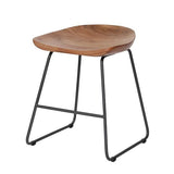 Juego de 2 Taburetes Industriales Bajos de Madera de Acacia Novi - Altura del asiento 52 cm - Sin Respaldo 