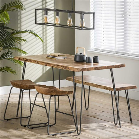 Juego de 2 Taburetes Industriales Bajos de Madera de Acacia Novi - Altura del asiento 52 cm - Sin Respaldo 
