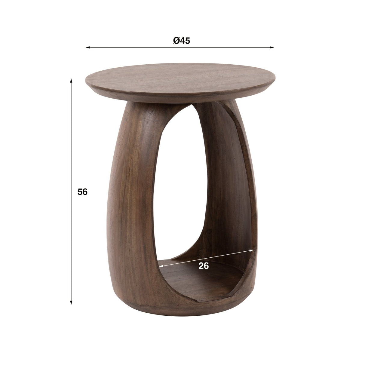 Bijzettafel Juno Acacia Bruin 45x45x56 cm