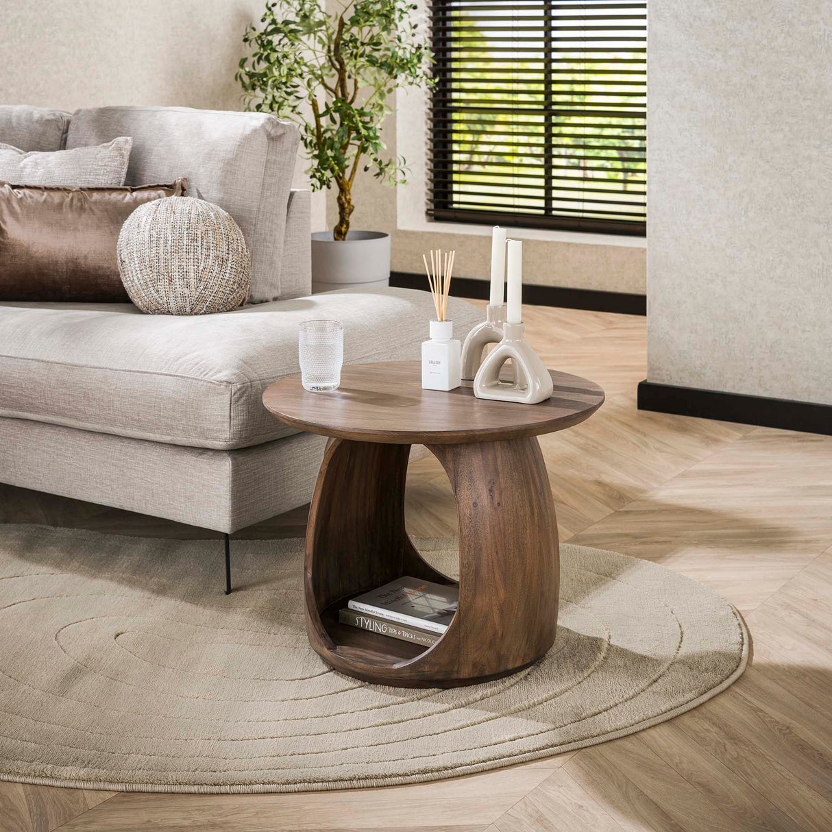 Bijzettafel Nore Massief Acacia Bruin 60x60x46 cm
