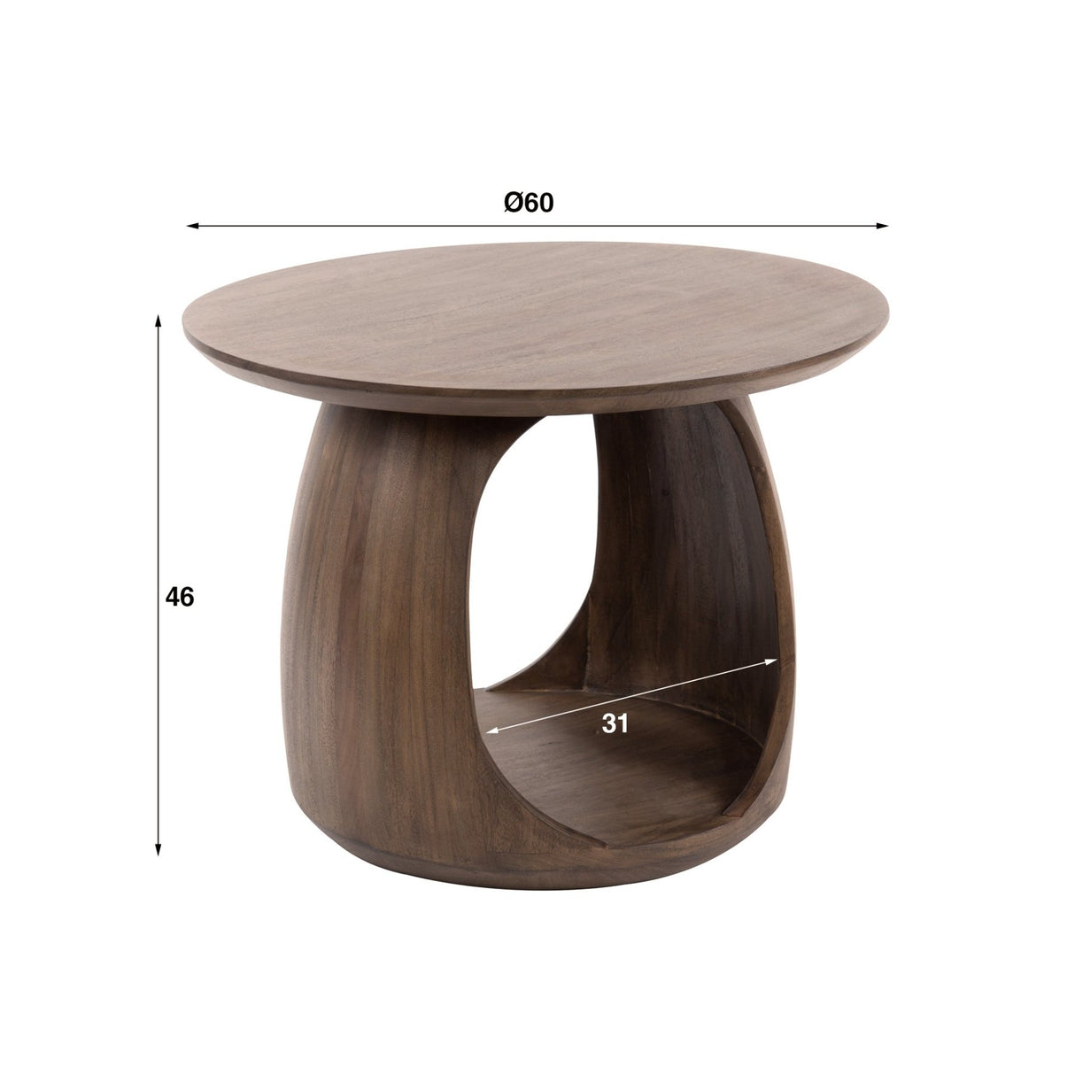 Bijzettafel Nore Massief Acacia Bruin 60x60x46 cm