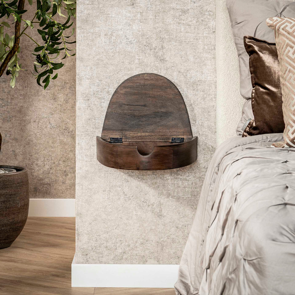 Set de 2 mesitas de noche semielípticas flotantes – Acacia 