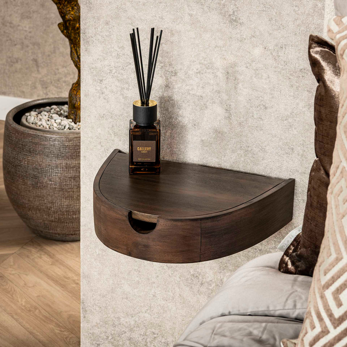 Set de 2 mesitas de noche semielípticas flotantes – Acacia 