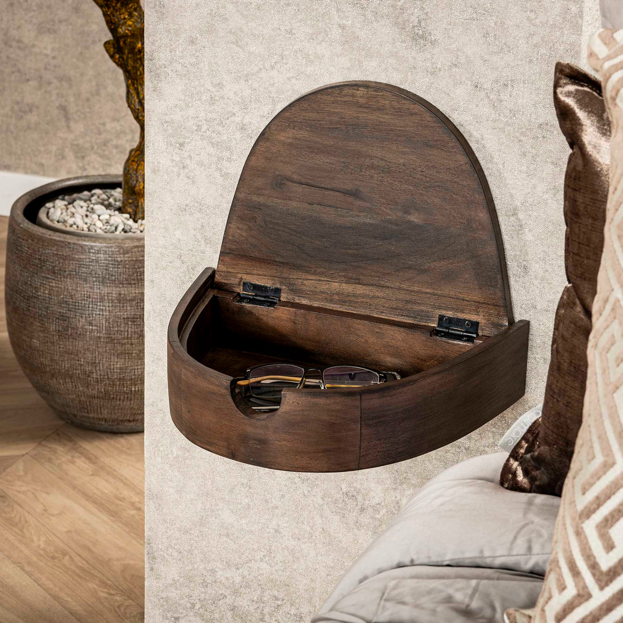 Set de 2 mesitas de noche semielípticas flotantes – Acacia 