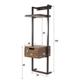 Mesita de noche Oslo de una sola gaveta, madera maciza de acacia, color marrón arrastrado 