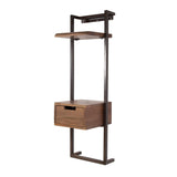 Mesita de noche Oslo de una sola gaveta, madera maciza de acacia, color marrón arrastrado 