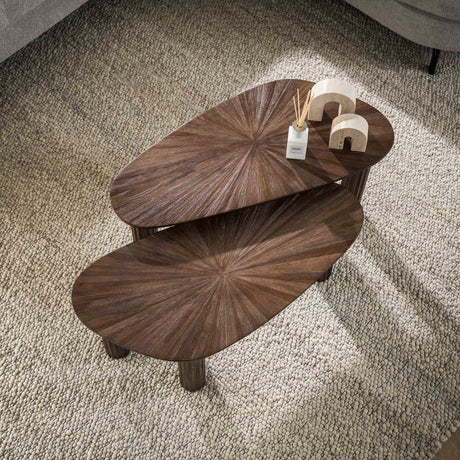 Juego de 2 mesas de salón Myla de madera de teca orgánica marrón 