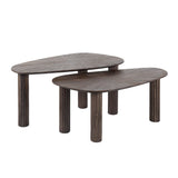 Salontafels - Salontafel set van 2 Myla Organisch Teakhout Bruin - Japandi - Dimehouse