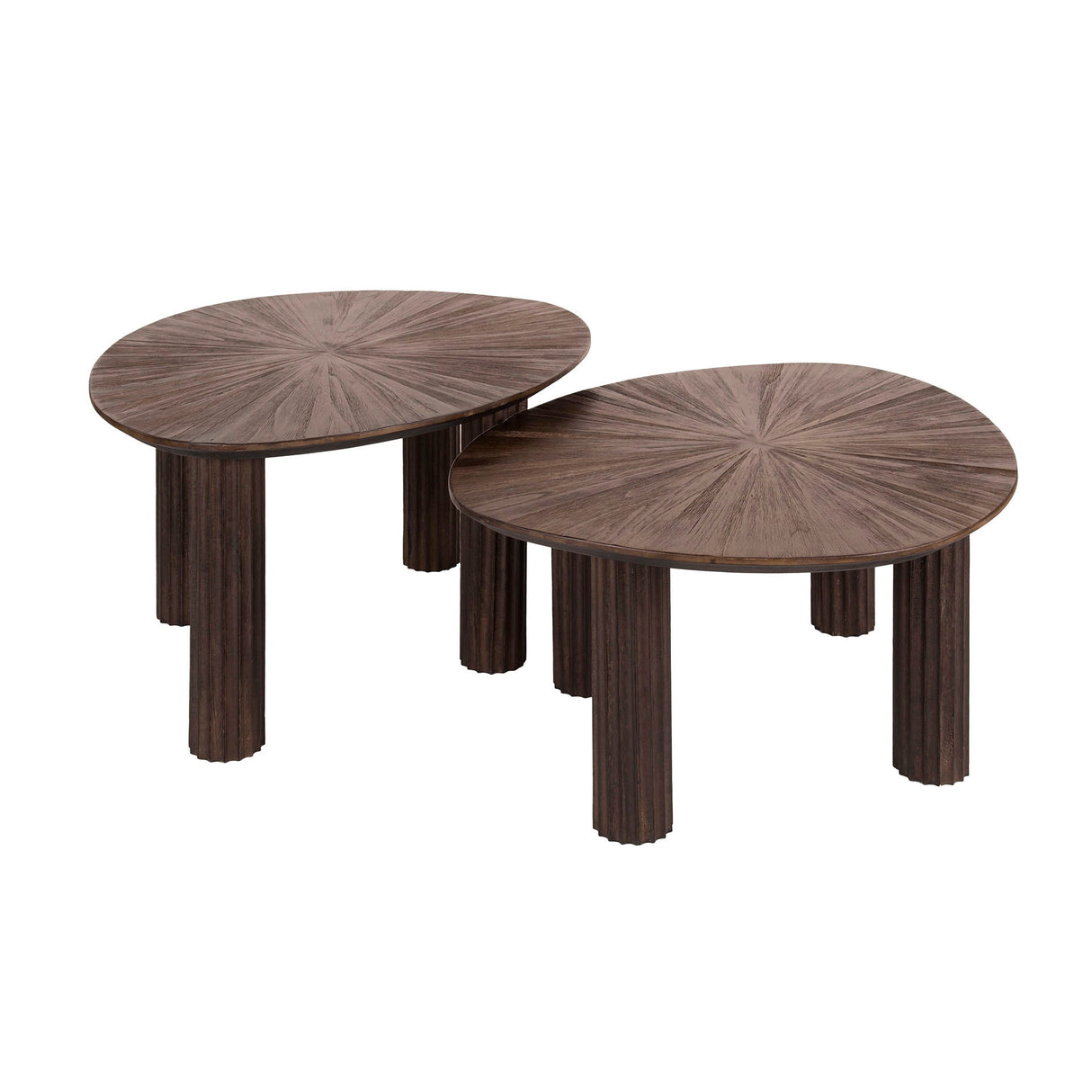 Salontafels - Salontafel set van 2 Myla Driehoekig Teakhout Bruin - Japandi - Dimehouse