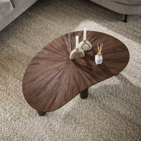 Mesa de salón Myla de madera de teca orgánica marrón de 110 cm 