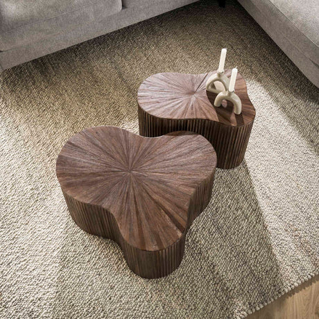 Juego de mesa de salón de 2 Myla Forma orgánica Madera de teca Marrón 