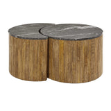 Juego de mesa de café de 2 Louis Mangohout Mármol negro Ø62-Ø30 cm