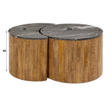 Juego de mesa de café de 2 Louis Mangohout Mármol negro Ø62-Ø30 cm