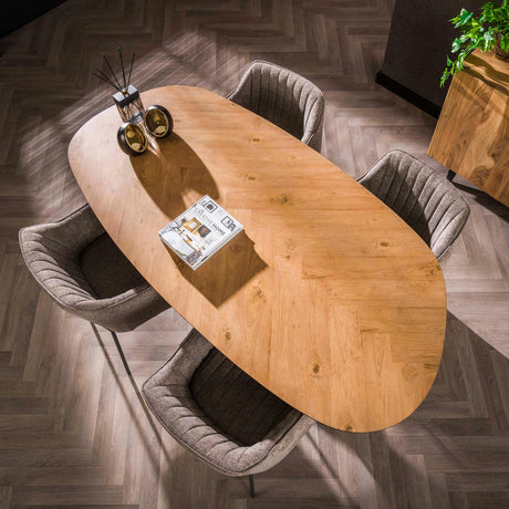 Mesa de comedor orgánica Annemé en espiga 180 x 95 cm 