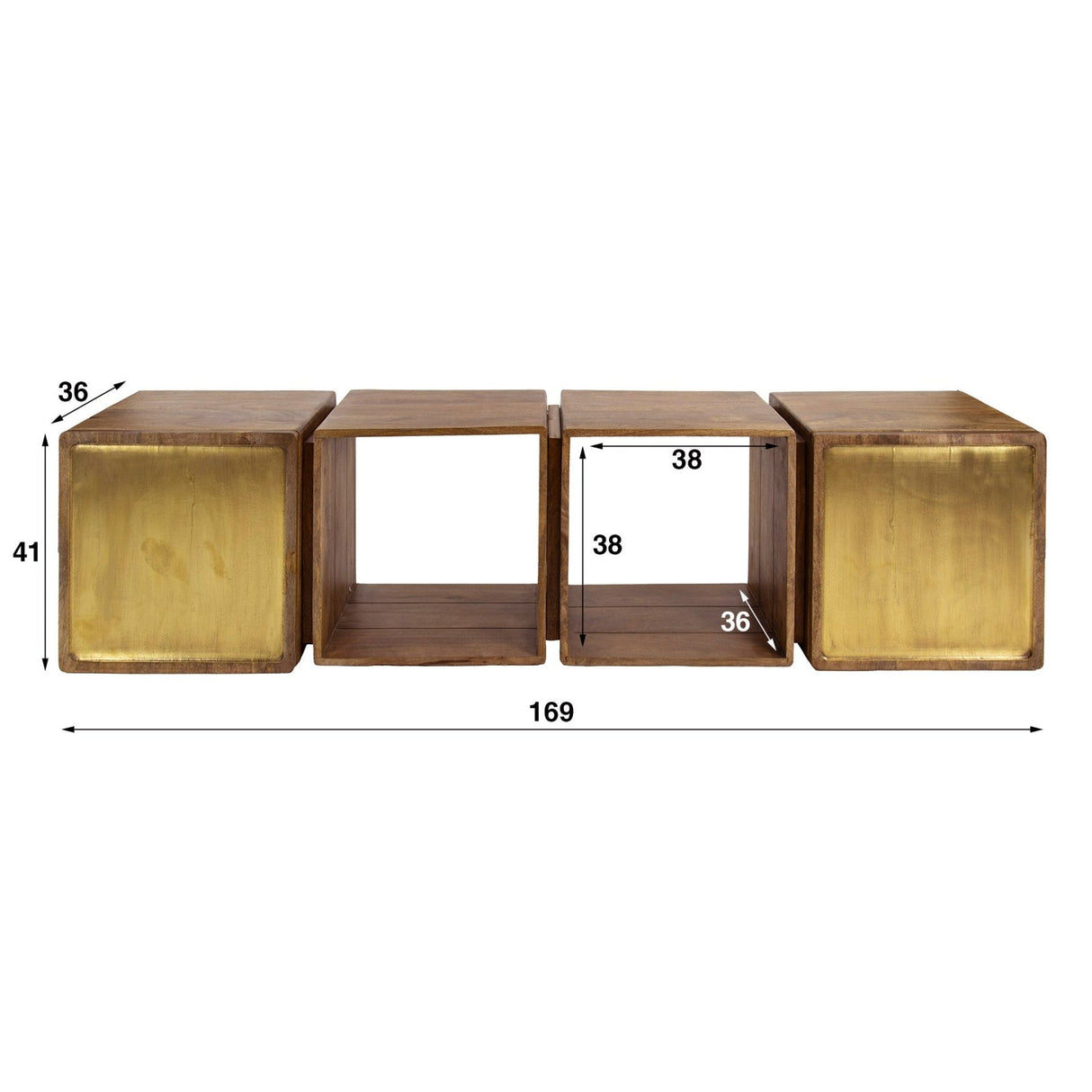 Aparador colgante Maceo - Madera de mango Arena con acento de latón 169 cm 