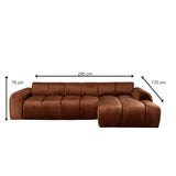 Sofás-Sofá rinconera con salón tejido textura terciopelo cobre - rayas - derecha - Brix -Dimehouse