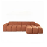 Sofás-Sofá rinconera con salón tejido bouclé cobre - rayas - derecha - Brix-Dimehouse