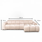 Sofás-Sofá rinconera con salón tejido textura terciopelo beige - rayas - derecha - Brix-Dimehouse