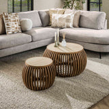 Vento Curve Mesa de centro Ø75 de mango macizo conjunto de 2 