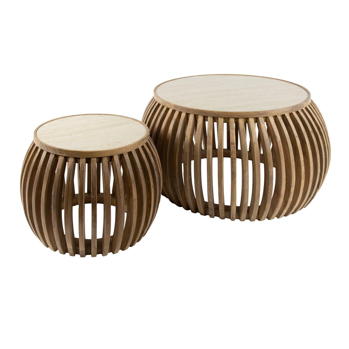 Vento Curve Mesa de centro Ø75 de mango macizo conjunto de 2 