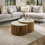 Conjunto de mesa de centro de media luna Vento con 60 de mango macizo y acabado en arena 