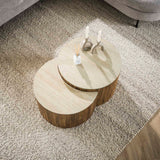 Conjunto de mesa de centro de media luna Vento con 60 de mango macizo y acabado en arena 