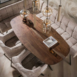 Eettafels - Deens ovale eettafel walnoot bruin massief acaciahout Tavon 150x90 cm - Dimehouse
