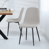 Juego de 4 Sillas de Comedor Escandinavas Natural Melange de Tela Bouclé Swift - Sin Apoyabrazos 