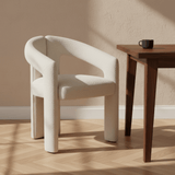 Diseño Silla de Comedor Marfil Bouclé Marrón - Tejido Completo 