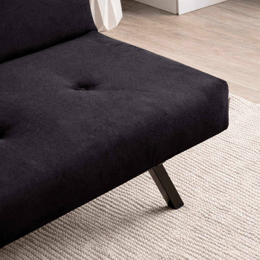 Sofá cama de 3 plazas Zoly negro de tela - 180 cm - Sin reposabrazos - Acolchado 