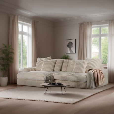 Sofá Nia DH Interior Beige Foto ambiental vista frontal en diagonal
