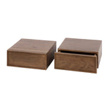 Mesita de noche flotante de acacia color caoba marrón industrial 