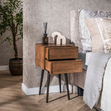 Mesita de noche Lio – Acacia Drift Brown – 2 Cajones 